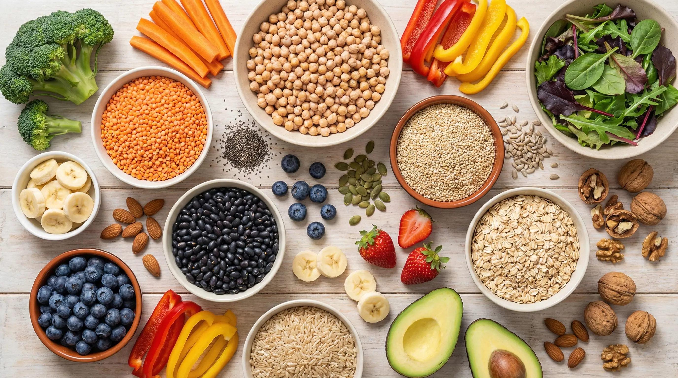 Bunte und nahrhafte vegane Ernährung